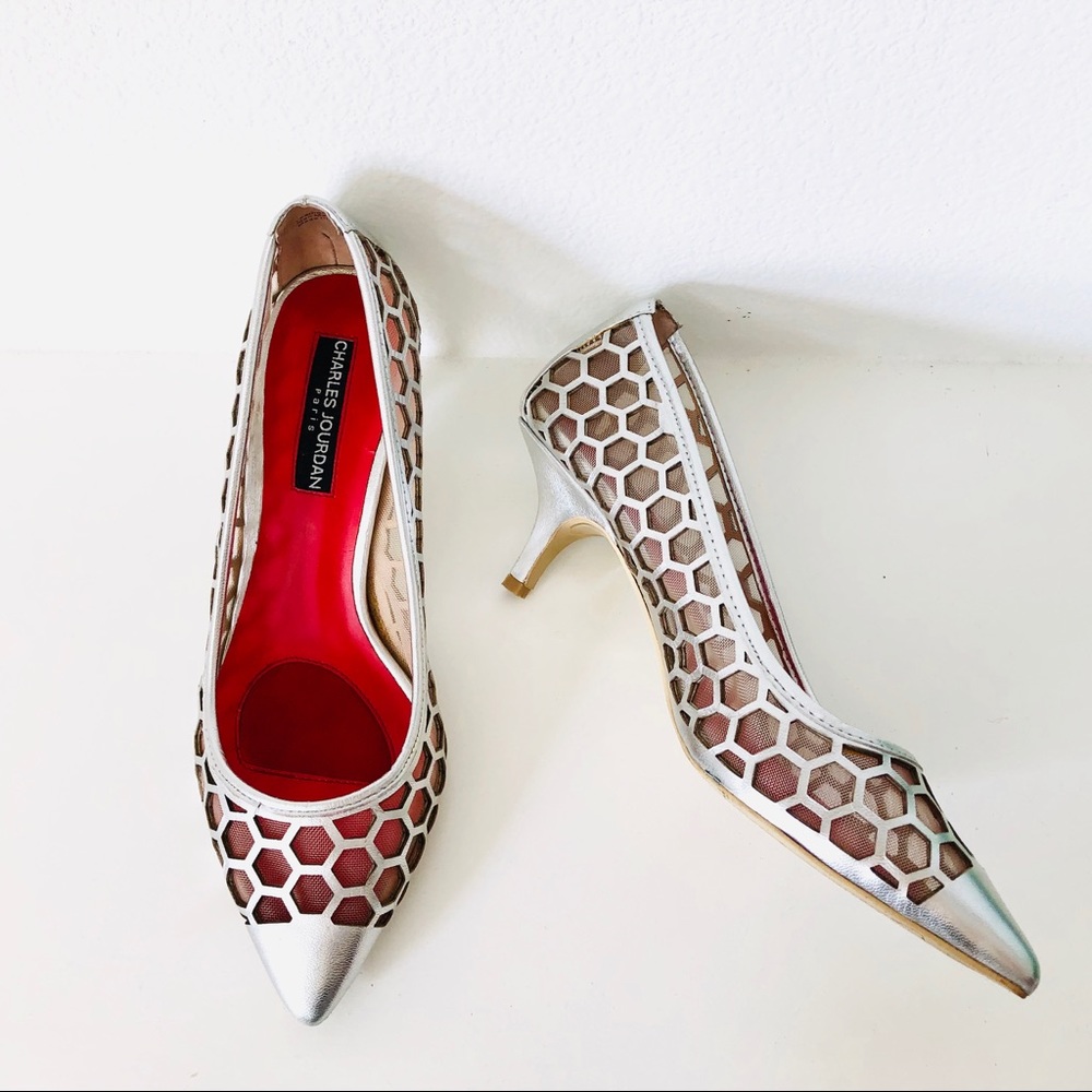 CHARLES JOURDAN⚡️Honeycomb Mesh Leather Pumps_7M - Picture 3 of 8